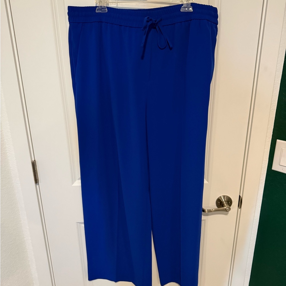 M&S Cobalt Blue Wide-Leg Drawstring Pants UK20 long